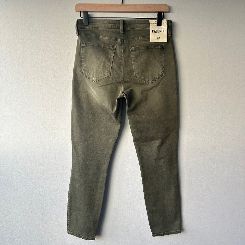 L’Agence Jeans Margot High Rise Skinny Olive Green Women's Size 28 NWT - Picture 3 of 10